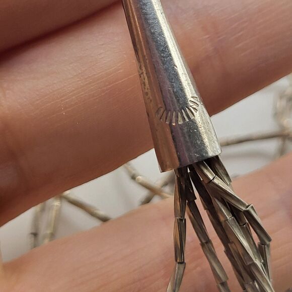 Native American Sterling Silver Liquid Silver Multilayer Statement Necklace 24in - Picture 5 of 5